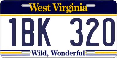 WV license plate 1BK320