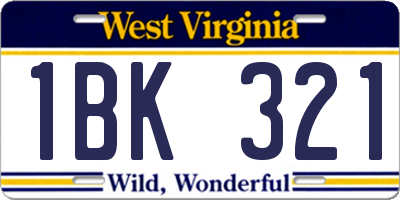 WV license plate 1BK321