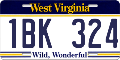 WV license plate 1BK324
