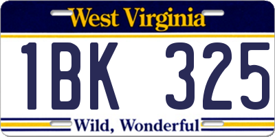 WV license plate 1BK325