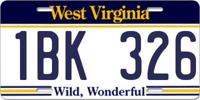 WV license plate 1BK326