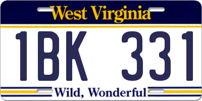 WV license plate 1BK331