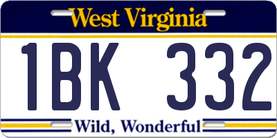WV license plate 1BK332