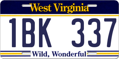 WV license plate 1BK337