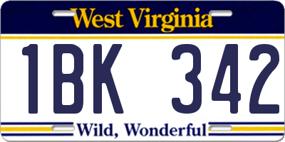 WV license plate 1BK342