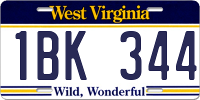 WV license plate 1BK344