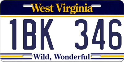 WV license plate 1BK346