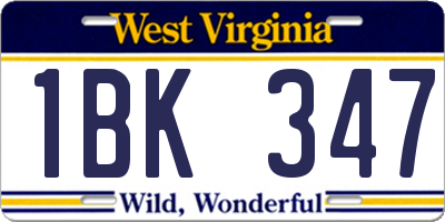 WV license plate 1BK347