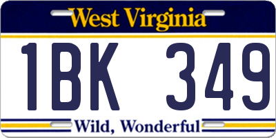 WV license plate 1BK349