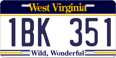 WV license plate 1BK351