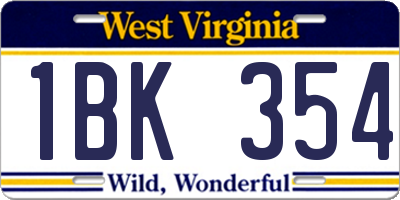 WV license plate 1BK354
