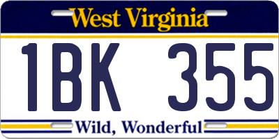 WV license plate 1BK355