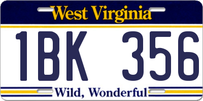 WV license plate 1BK356