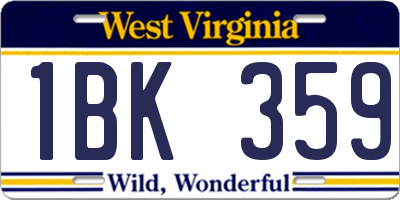 WV license plate 1BK359