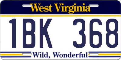 WV license plate 1BK368