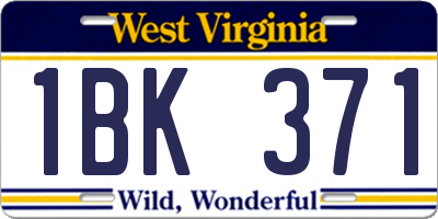 WV license plate 1BK371