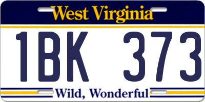 WV license plate 1BK373