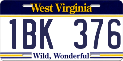 WV license plate 1BK376