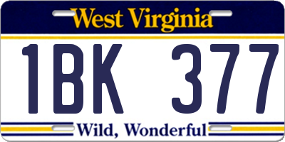 WV license plate 1BK377