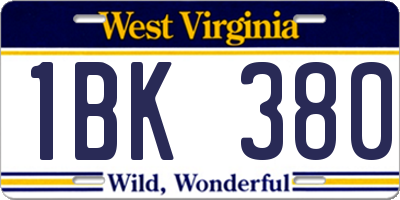 WV license plate 1BK380