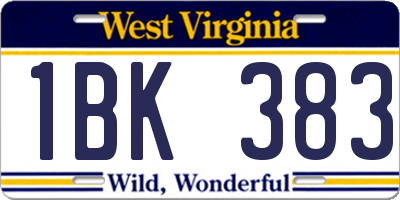 WV license plate 1BK383