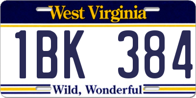 WV license plate 1BK384