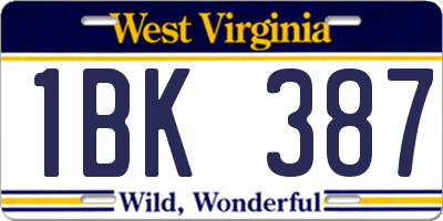 WV license plate 1BK387