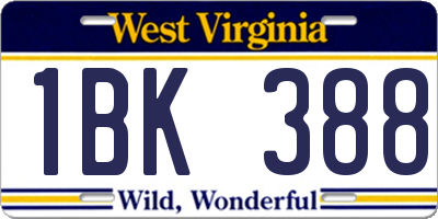 WV license plate 1BK388