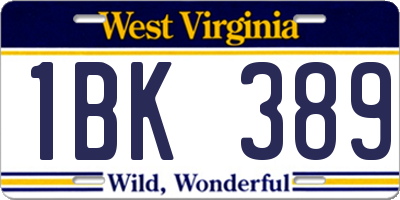 WV license plate 1BK389