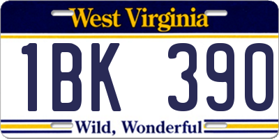 WV license plate 1BK390