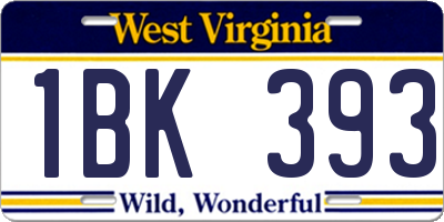 WV license plate 1BK393