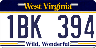 WV license plate 1BK394