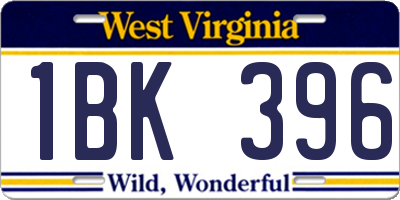 WV license plate 1BK396