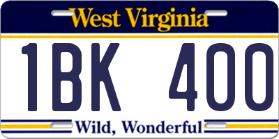WV license plate 1BK400
