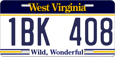 WV license plate 1BK408