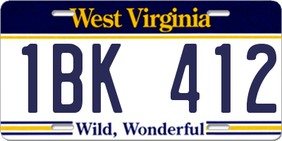 WV license plate 1BK412