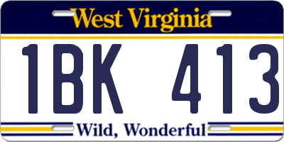 WV license plate 1BK413