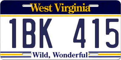 WV license plate 1BK415