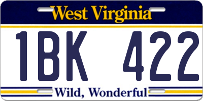 WV license plate 1BK422