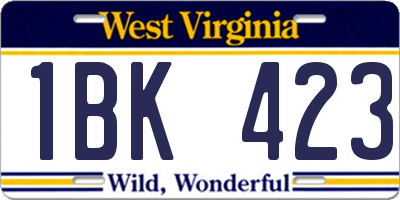 WV license plate 1BK423