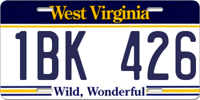 WV license plate 1BK426