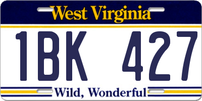 WV license plate 1BK427
