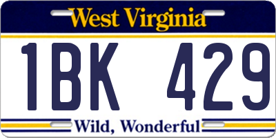 WV license plate 1BK429