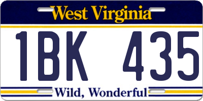 WV license plate 1BK435