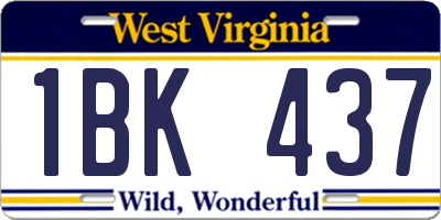 WV license plate 1BK437