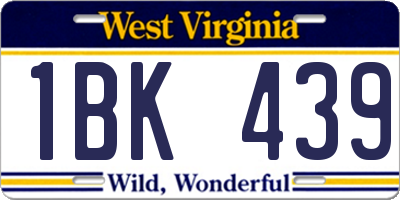 WV license plate 1BK439
