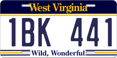 WV license plate 1BK441