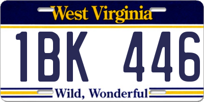 WV license plate 1BK446