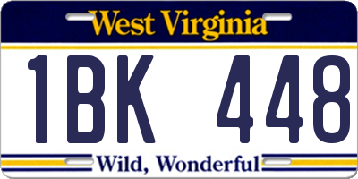 WV license plate 1BK448
