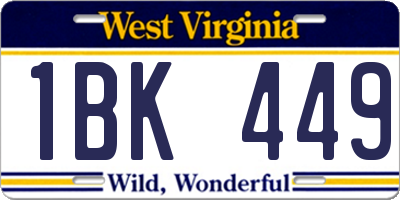 WV license plate 1BK449